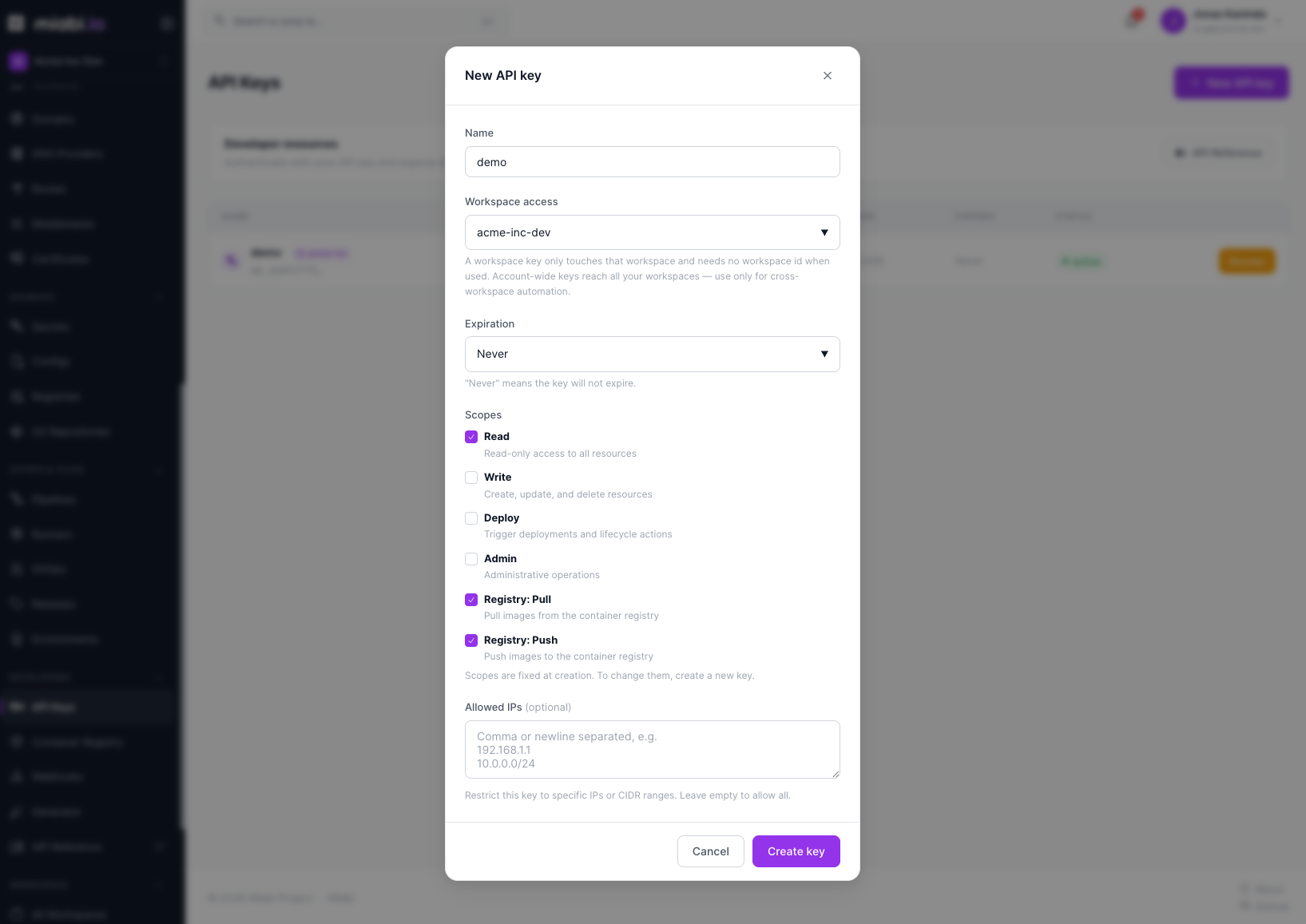 API tokens