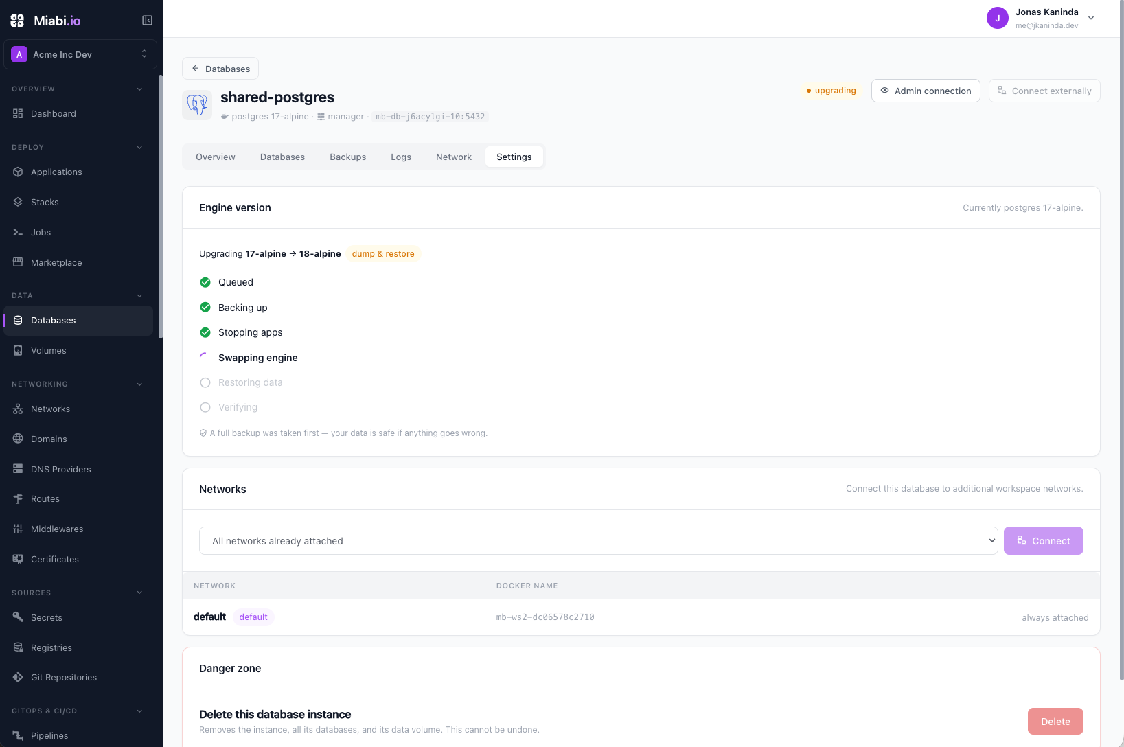 Database upgrade