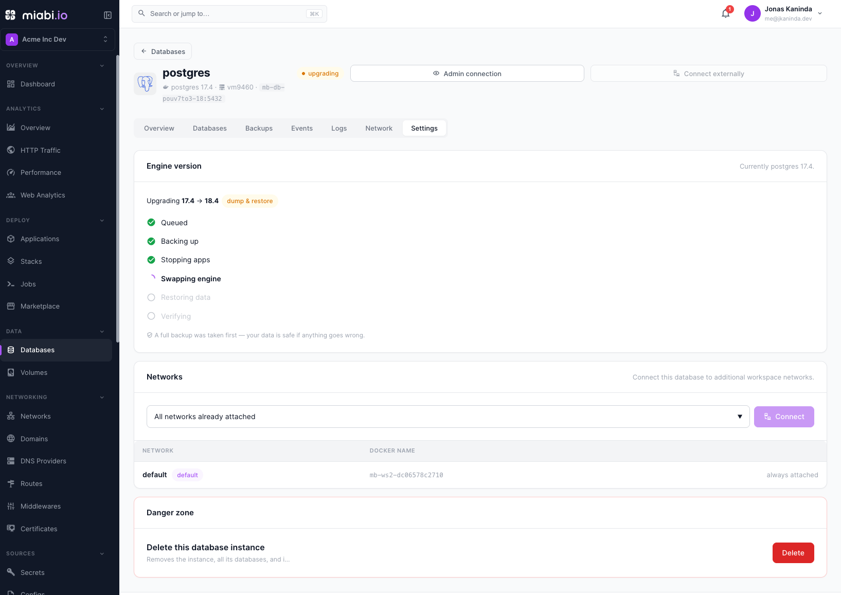 Database upgrade