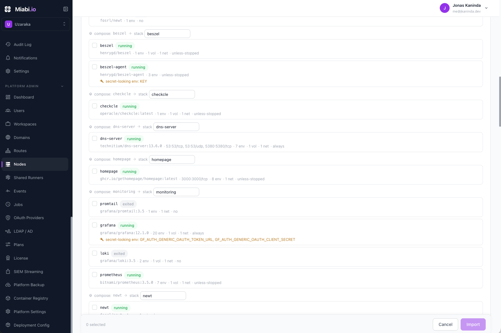Docker import flow