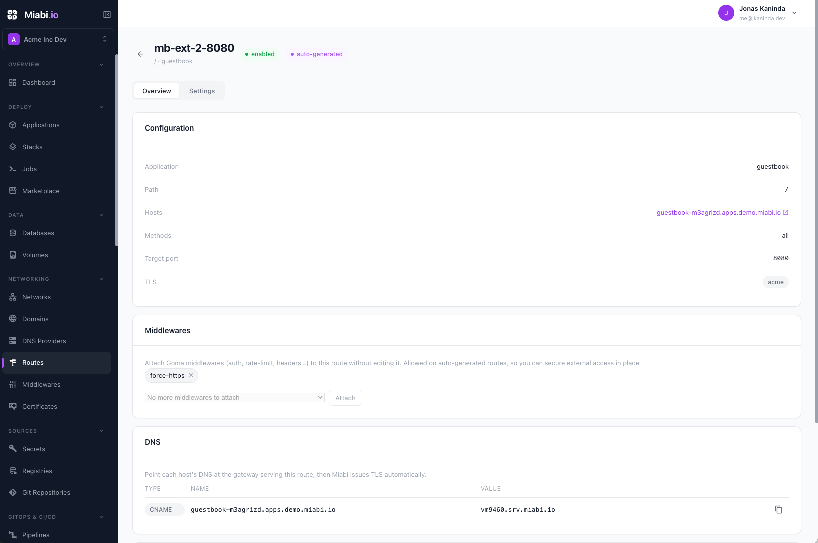 Routing and middlewares